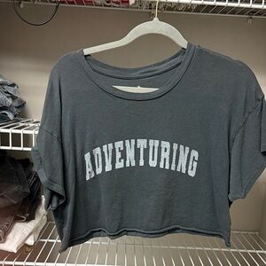 Aerie Gray Crop Top with White Print